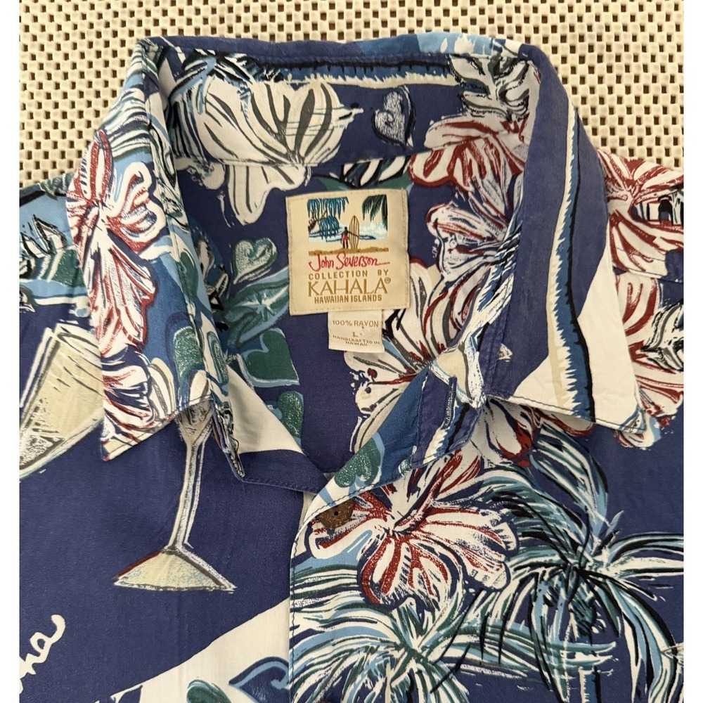 Mens John Seversen Kahala Hawaiian Aloha SS Button Down Shirt Relaxed Size Large